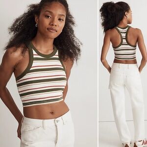 Madewell - Variegated Rib Crop Tank, Striped